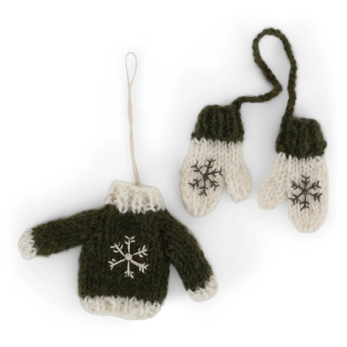 Gry & Sif - Julepynt - Sweater & Handsker Grøn