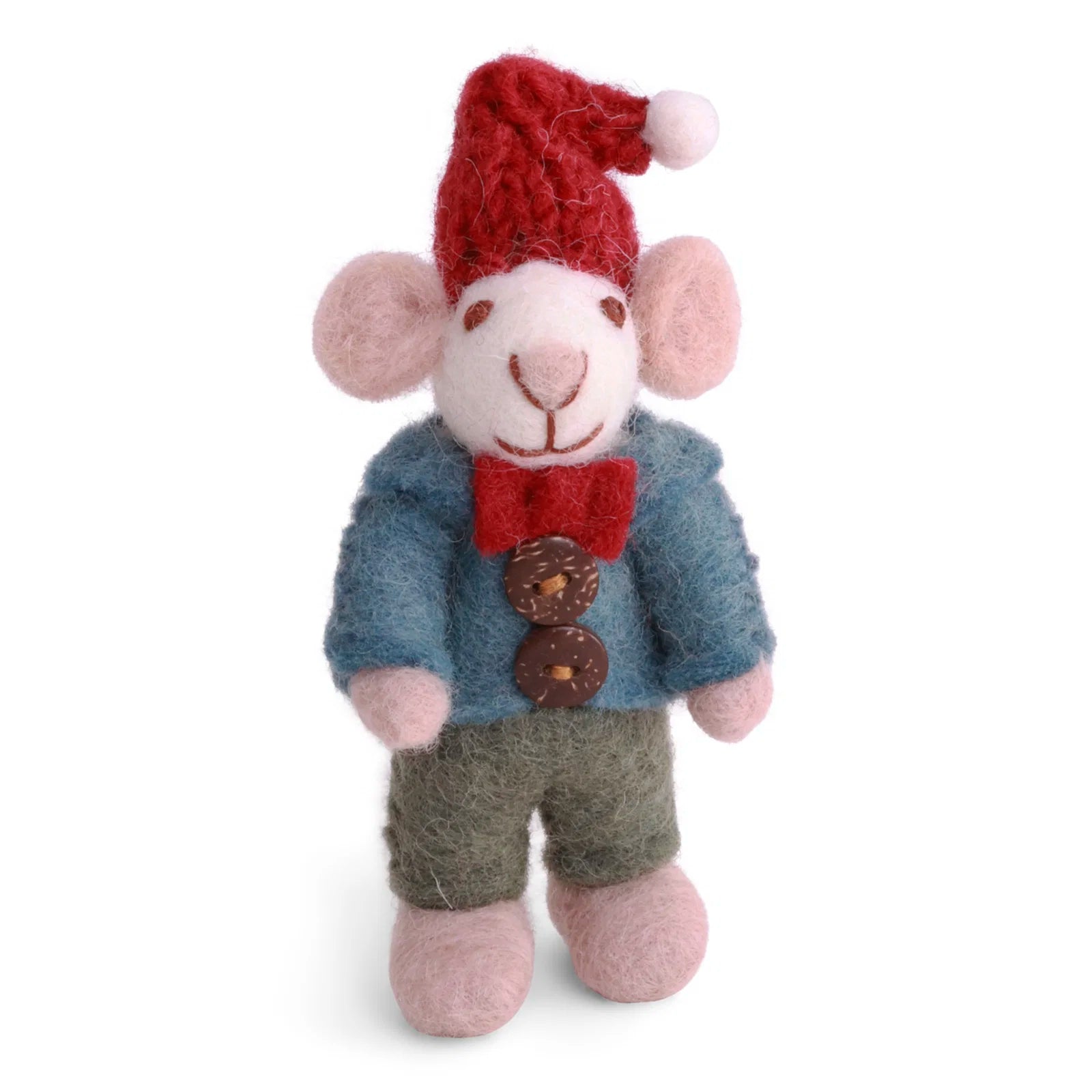 Gry & Sif - Julemus - Mini hvid mus med jakke