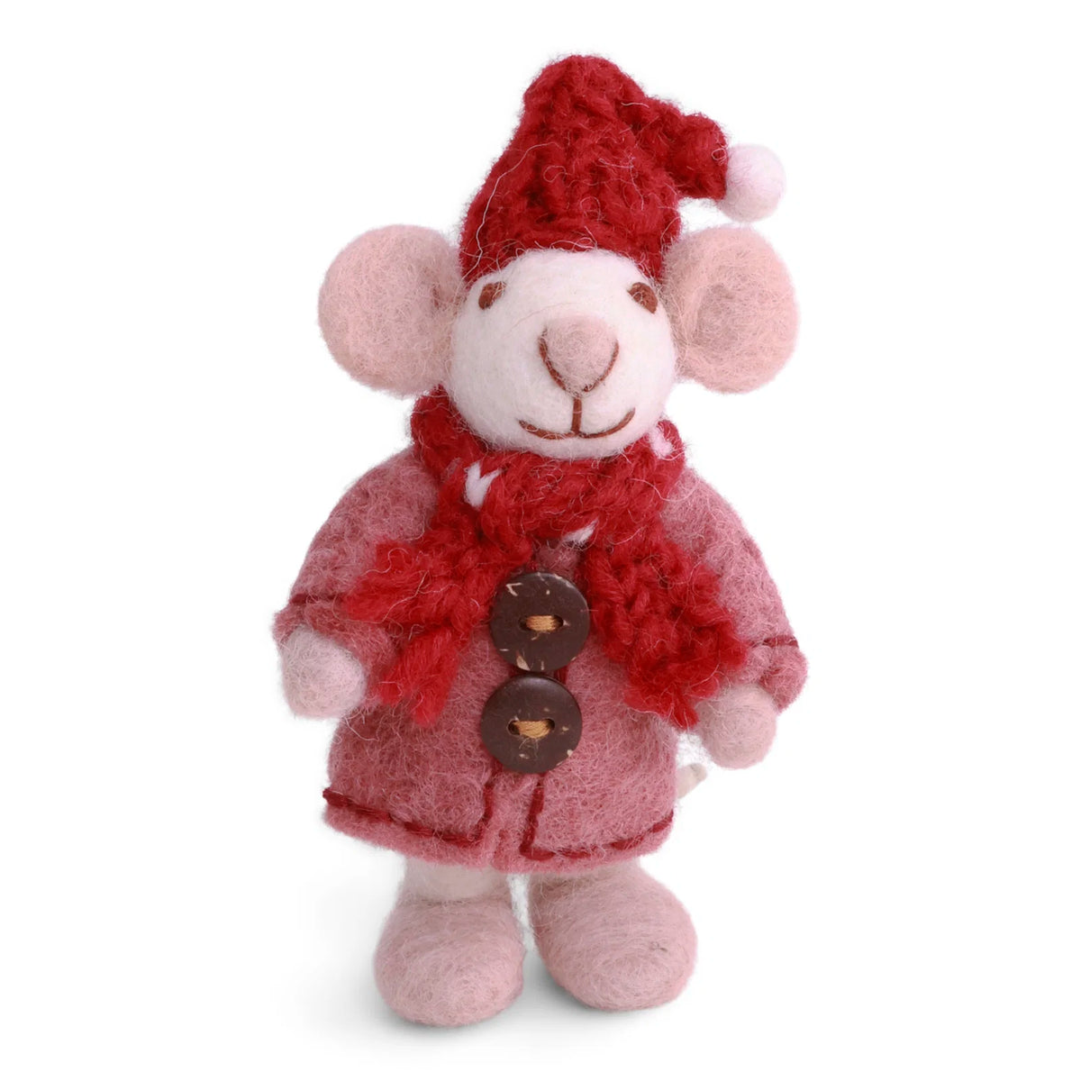 Gry & Sif - Julemus - Mini hvid mus med frakke