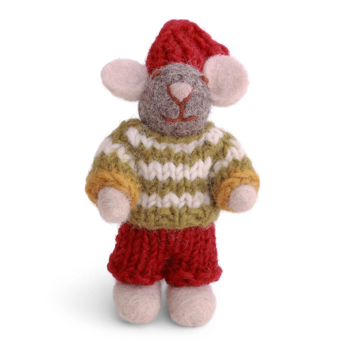 Gry & Sif - Julemus - Mini mus med stribet sweater