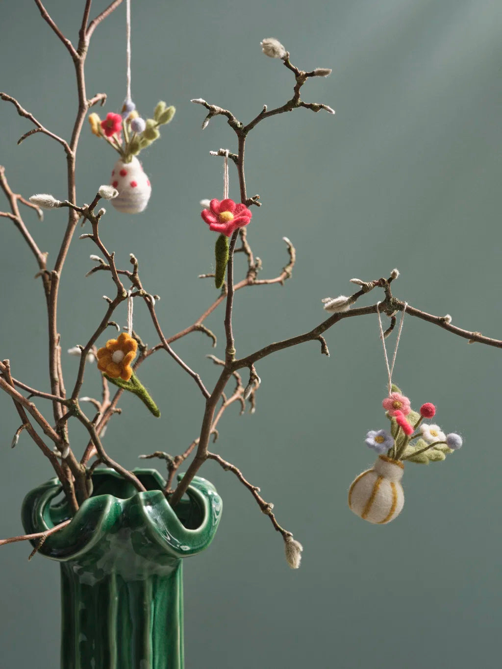 Gry & Sif - Pynt - Vase m. Striber & Blomster Multi