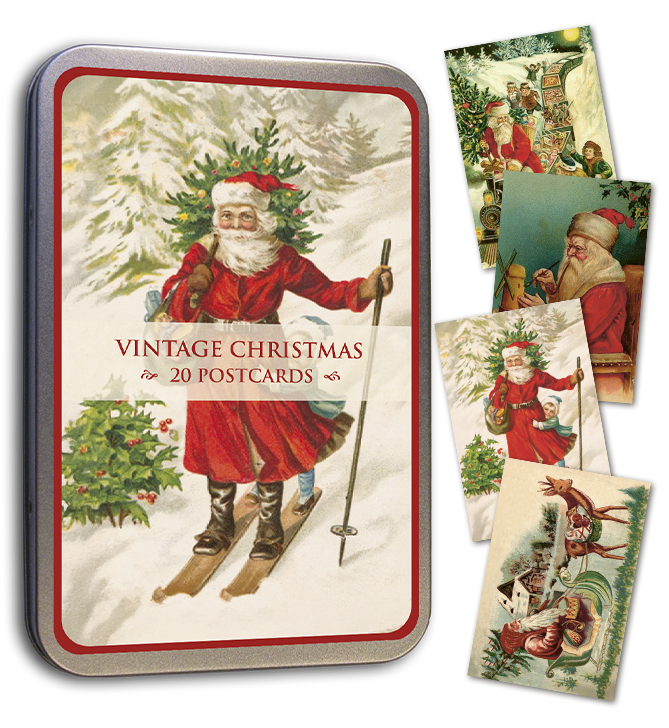 Sköna Ting - Metalæske med kort - Vintage Christmas