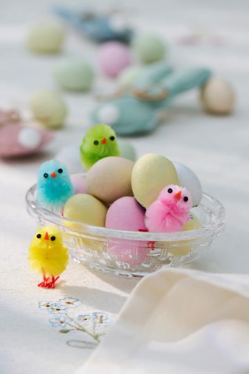 Ib Laursen - Påskepynt - Kyllinger i plys mixet farver