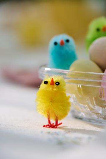 Ib Laursen - Påskepynt - Kyllinger i plys mixet farver