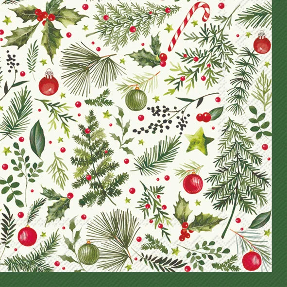 Butik Square - Servietter - Christmas Branches Allover