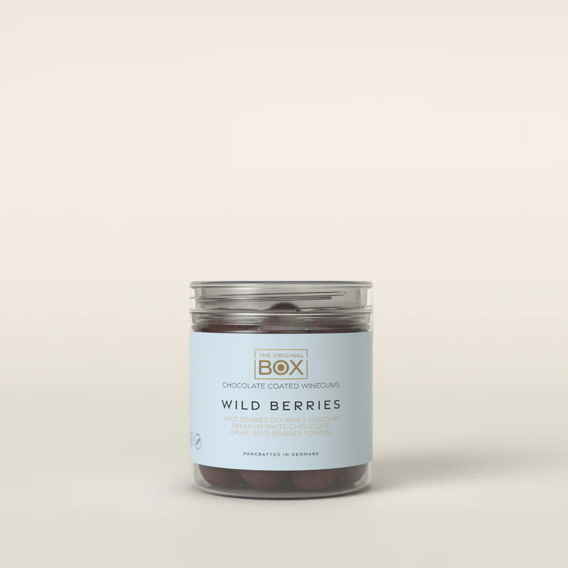 TUBE BOX 3 - SMALL - WILD BERRIES WINEGUM + PREMIUM WHITE CHOCOLATE + ORGANIC WILD BERRIES POWDER-Vingummi & Chokolade-Box The Original-Butik Square