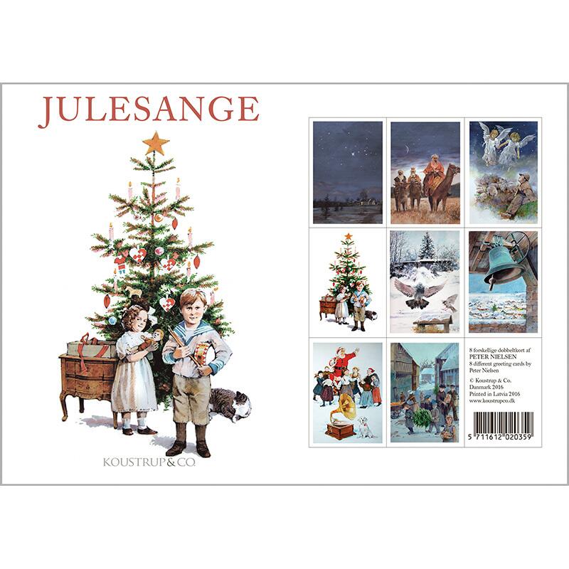 Koustrup & Co - Lykønskningskort - Julesange 8 stk.