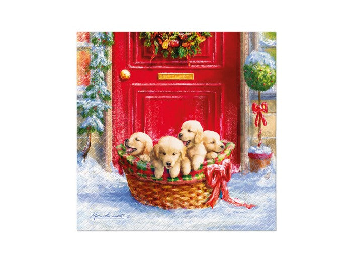 Butik Square - Servietter Christmas - Puppies