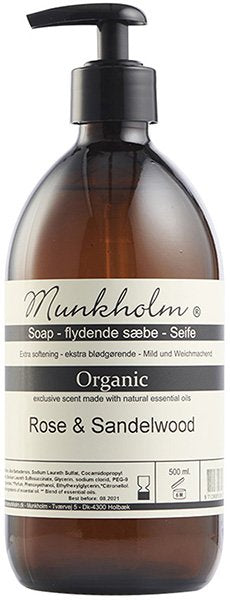 MUNKHOLM - Økologisk flydende sæbe 500 ml. - Rose & Sandelwood