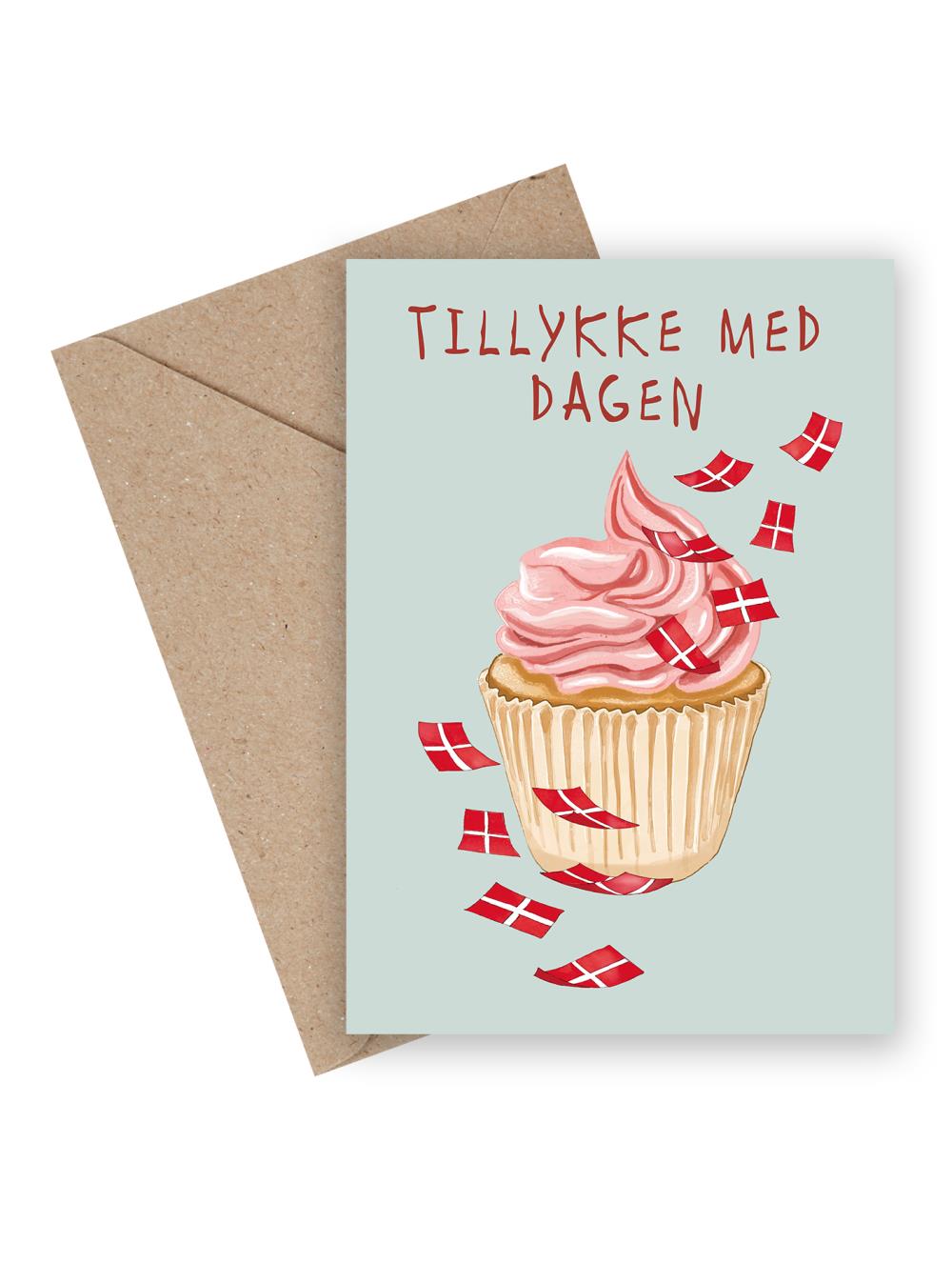 Mouse & Pen - Lykønskningskort - Tillykke med dagen, Cupcake A6