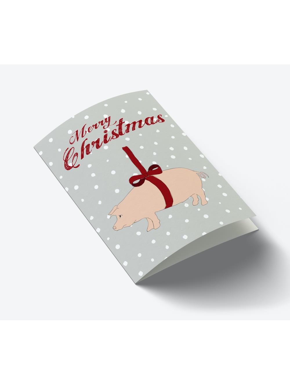 Mouse & Pen - Lykønskningskort - Christmas Marzipan Pig A7