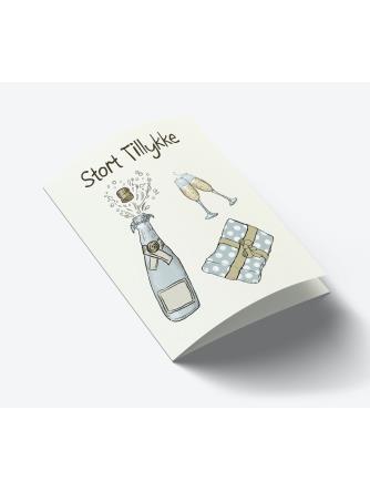 Stort Tillykke Champagne-Kort A7-Mouse & Pen-Butik Square
