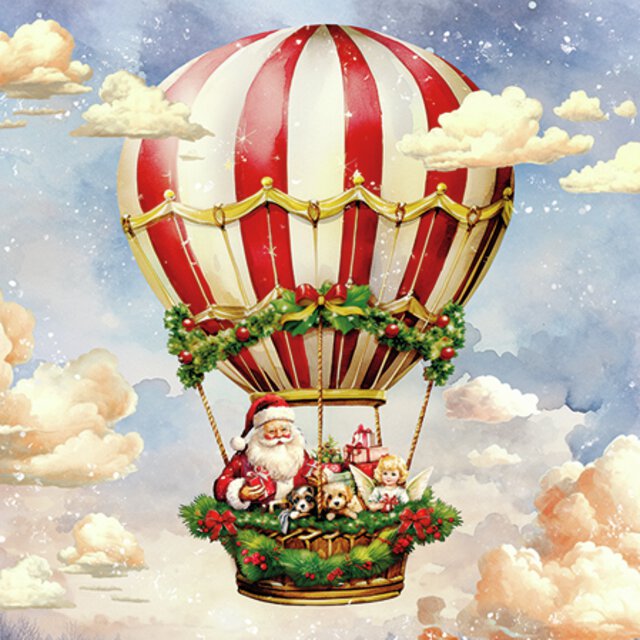 Butik Square - Servietter - Santa & Luftballonen
