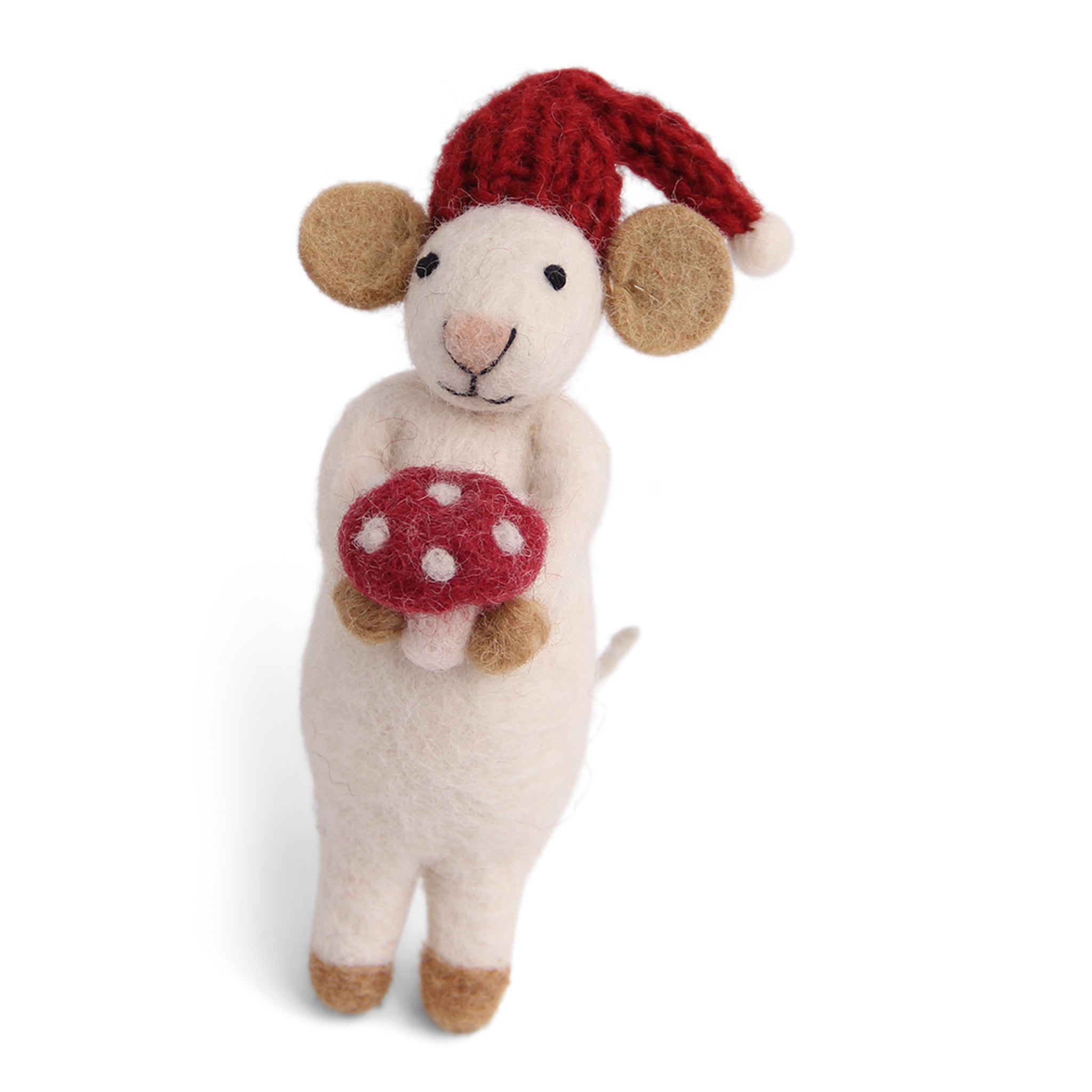 Hvid mus med svamp-Julepynt-Gry & Sif-Butik Square