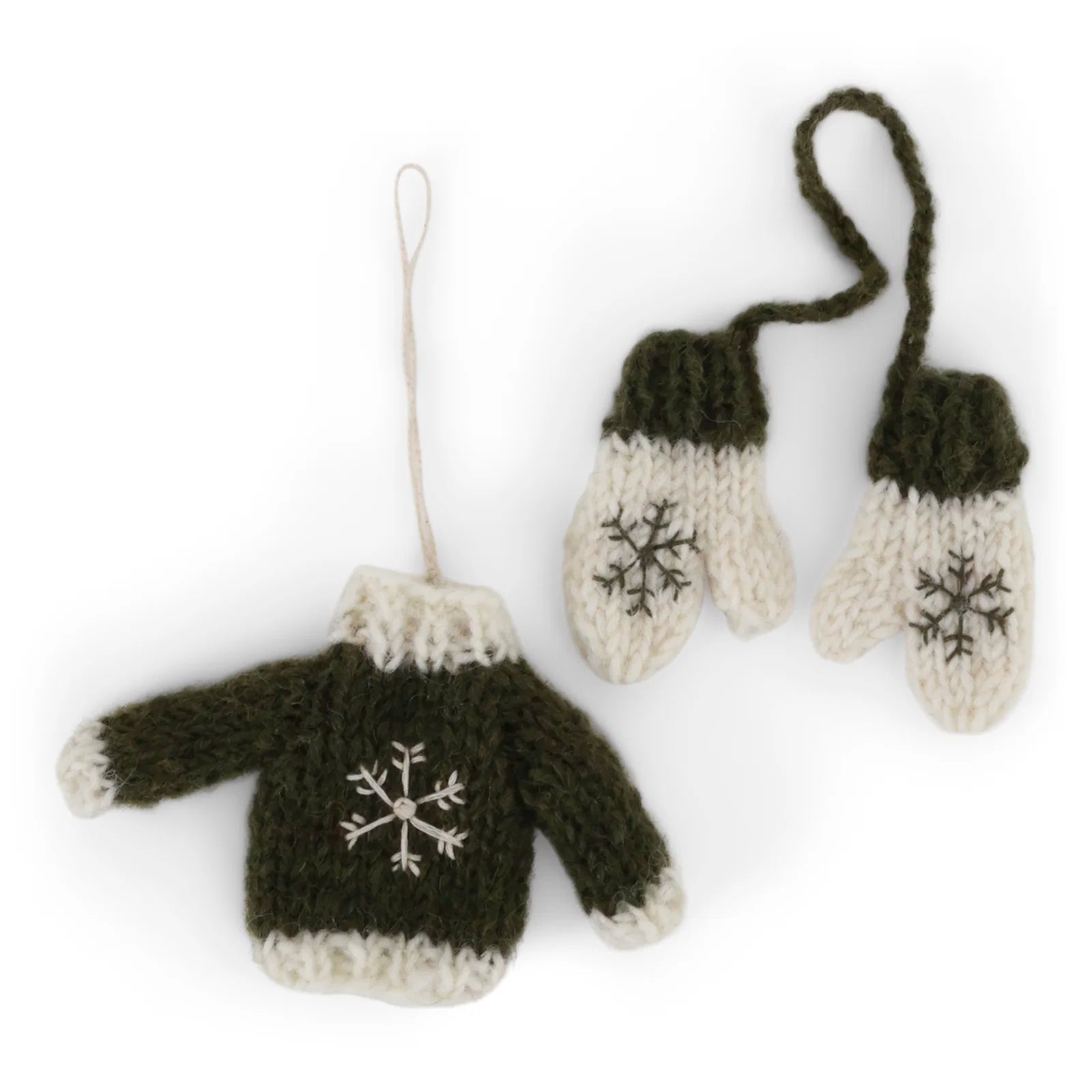 Gry & Sif - Julepynt - Sweater & Handsker Grøn