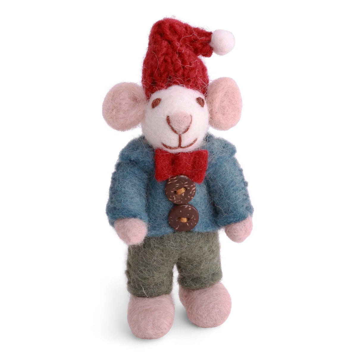 Gry & Sif - Julemus - Mini hvid mus med jakke