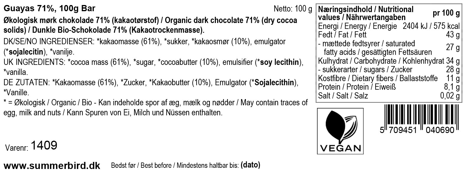 Summerbird - Bar - Guayas 71%