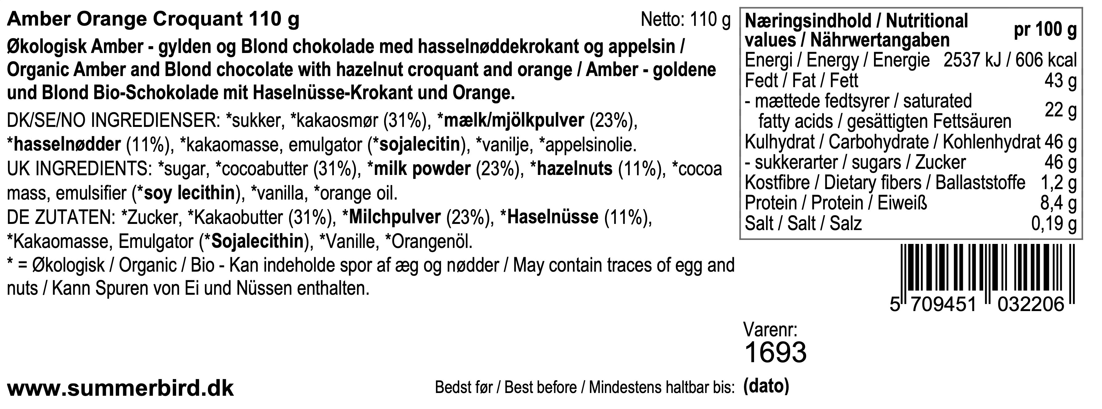 Summerbird - Bar - Amber Orange Croquant