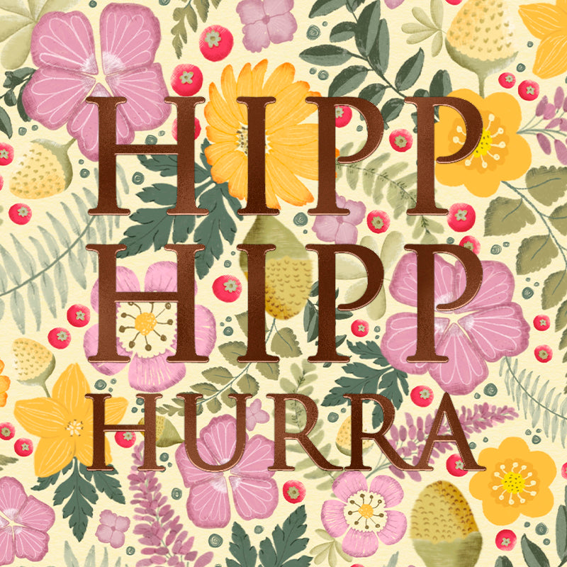 Sköna Ting - Lykønskningskort - Hipp Hipp Hurra 12x12 cm