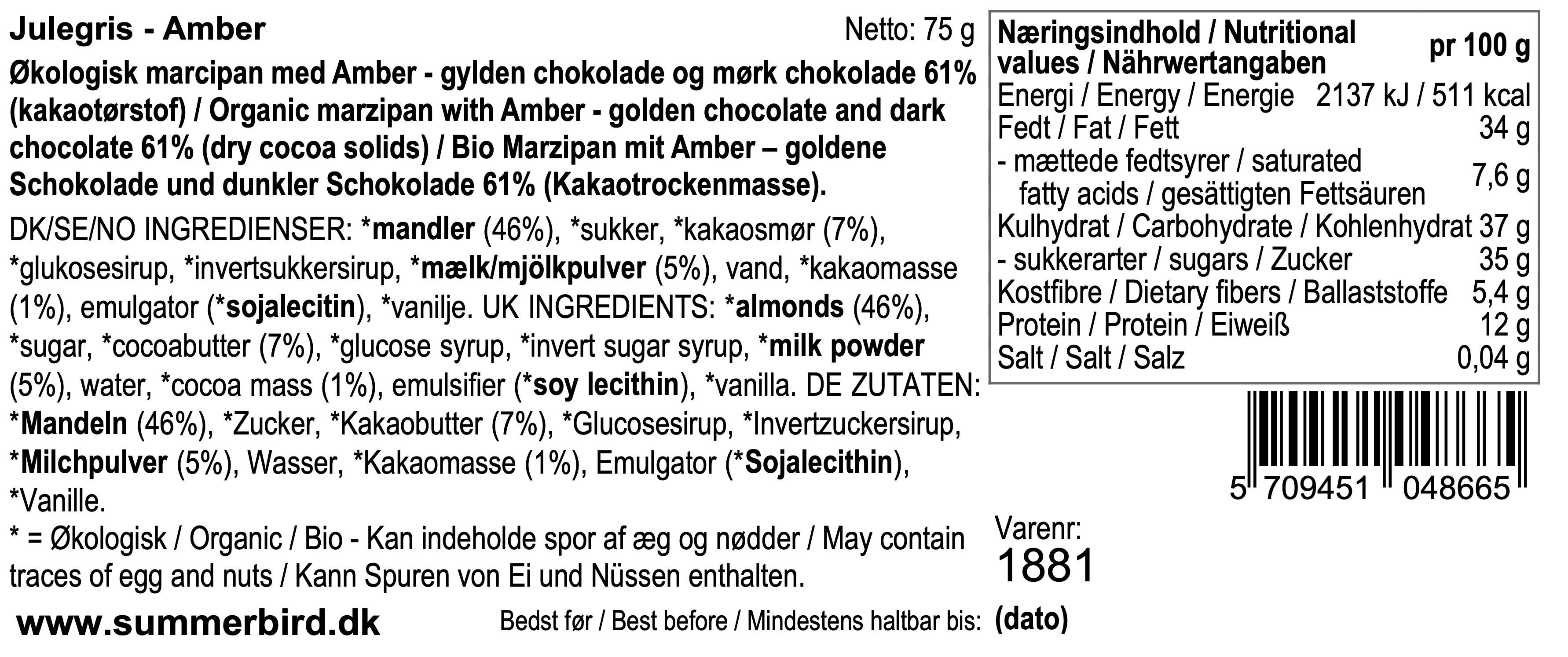 Summerbird - Marcipangris - Julegris Amber