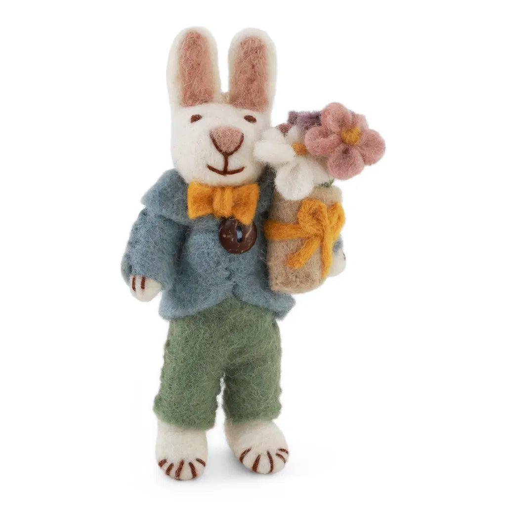 Gry & Sif - Påskehare - Blå Jakke & Blomstergave