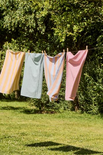 Ib Laursen - Viskestykke - Linea m/grå og turkise smalle striber