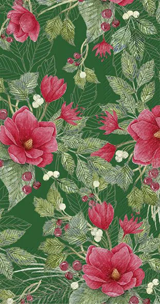 Butik Square - Servietter - Christmas Flowers Green