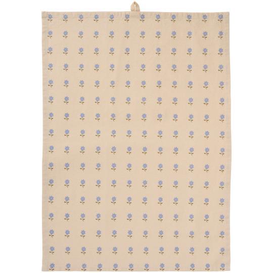 Ib Laursen - Viskestykke - Elisabeth natur m/blå blomster