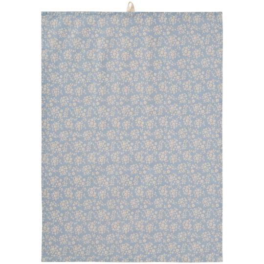 Ib Laursen - Viskestykke - Agathe lyseblå m/naturfarvede blomster