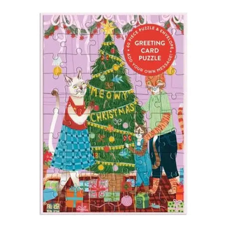 Galison - Puslespilskort - Meowy Christmas