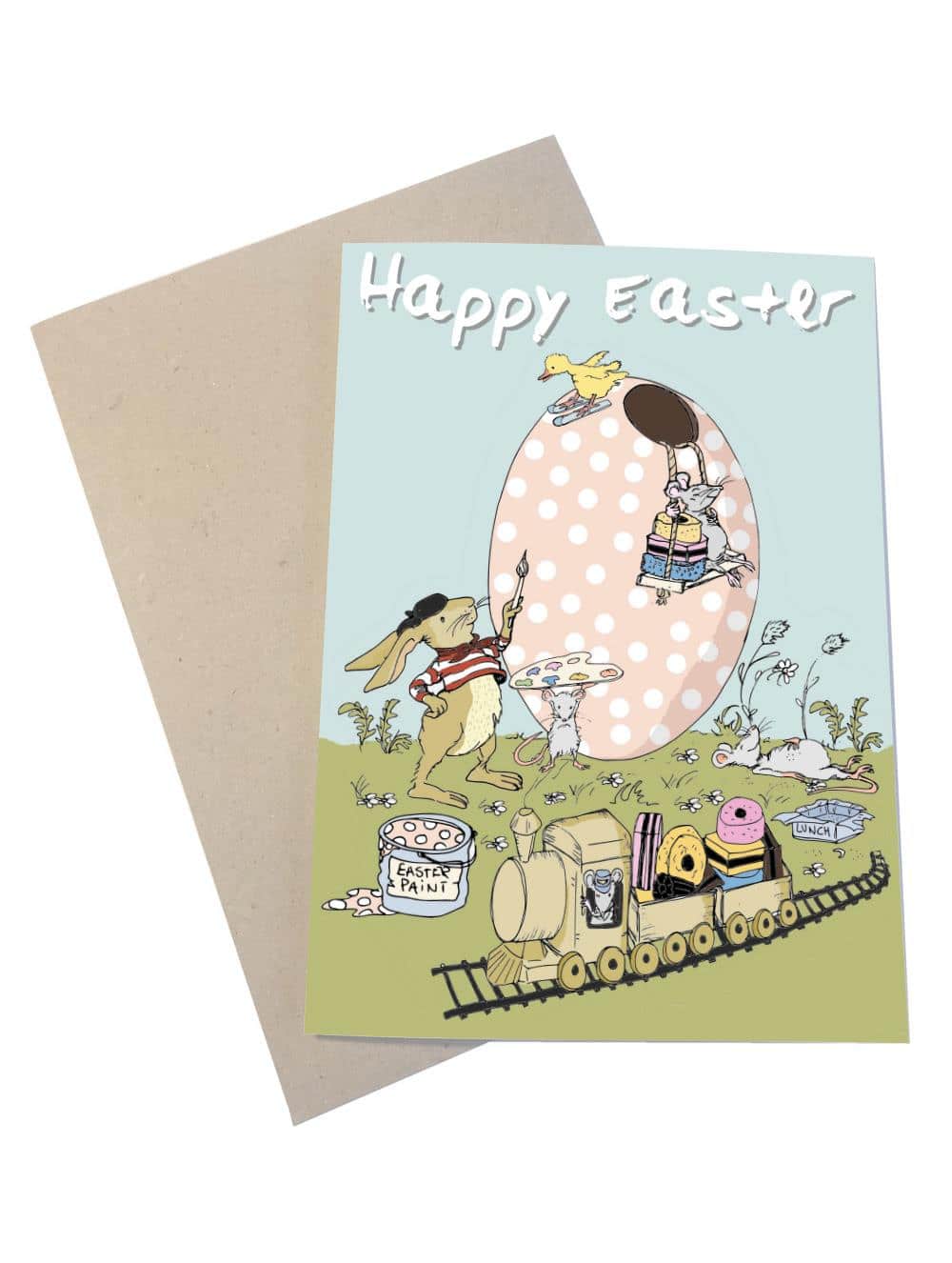 Happy Easter-Kort A7-Mouse & Pen-Butik Square
