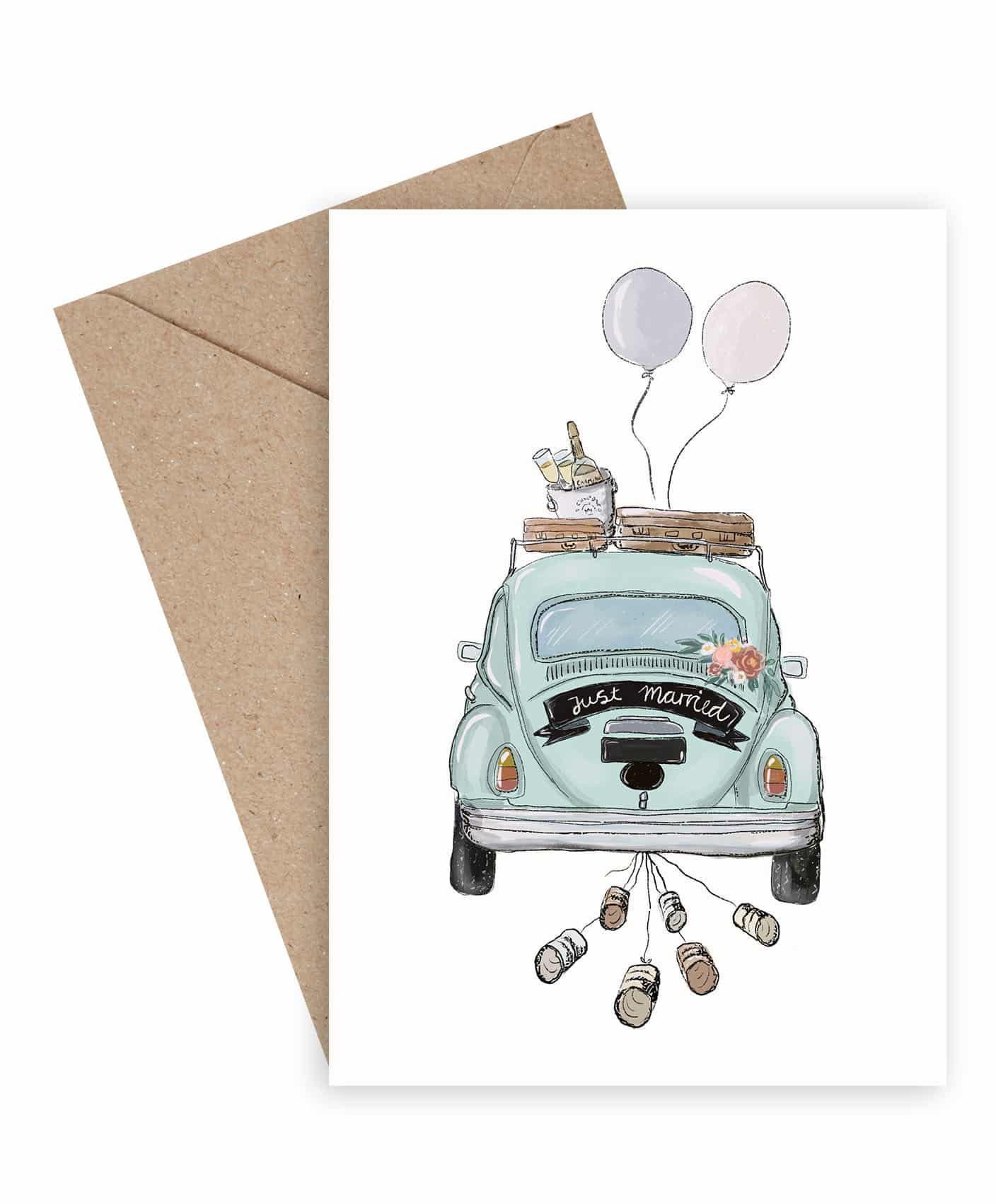 Mouse & Pen - Lykønskningskort - Just Married