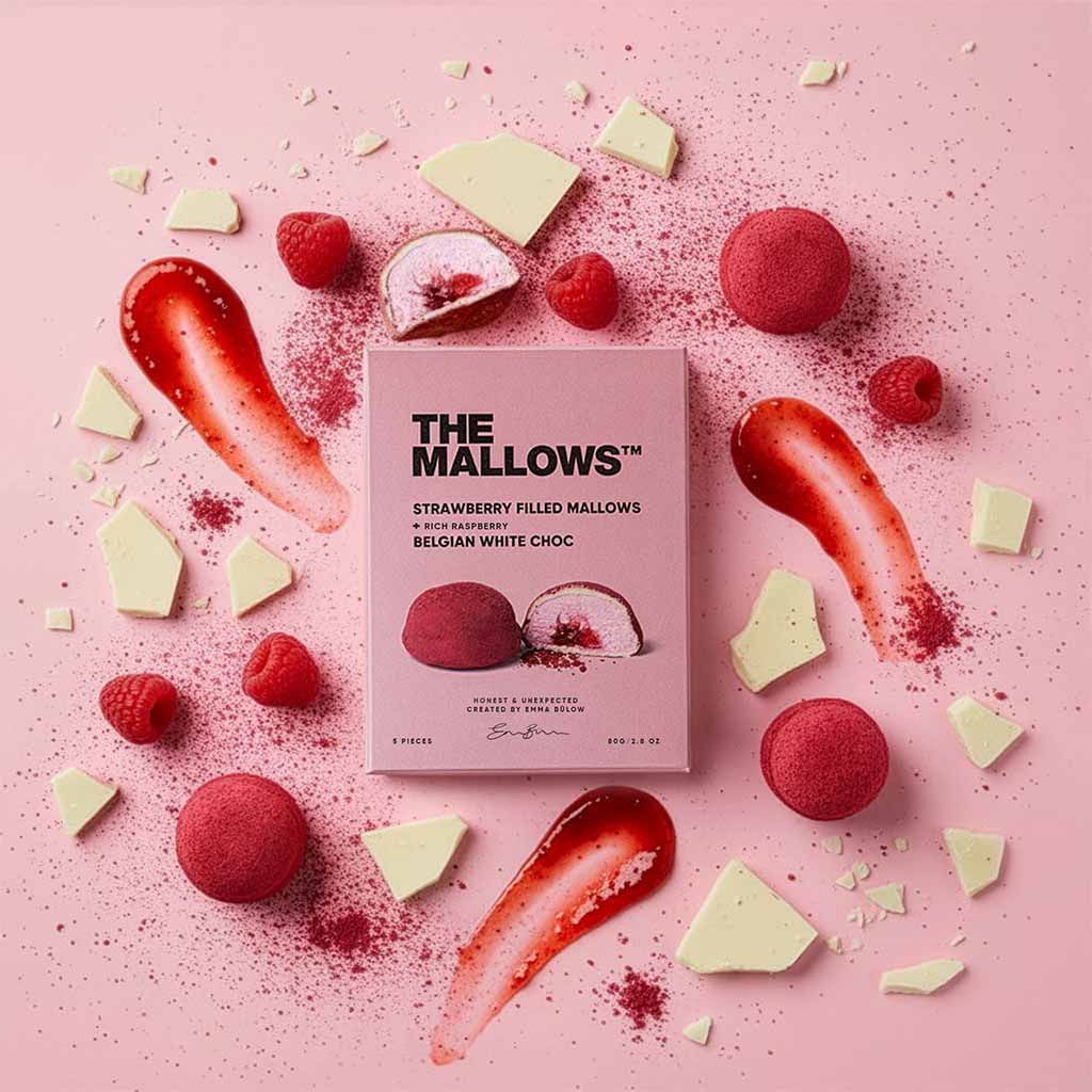 The Mallows - Æske - Strawberry Filled, Rich Raspberry & Belgian White Chocolate