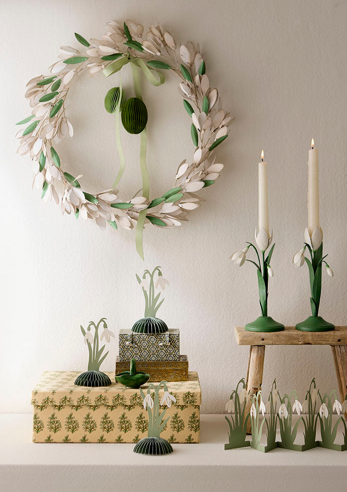 Bungalow - Påske Bordpynt - Bordguirlande med Vintergækker, Sage (70 cm)